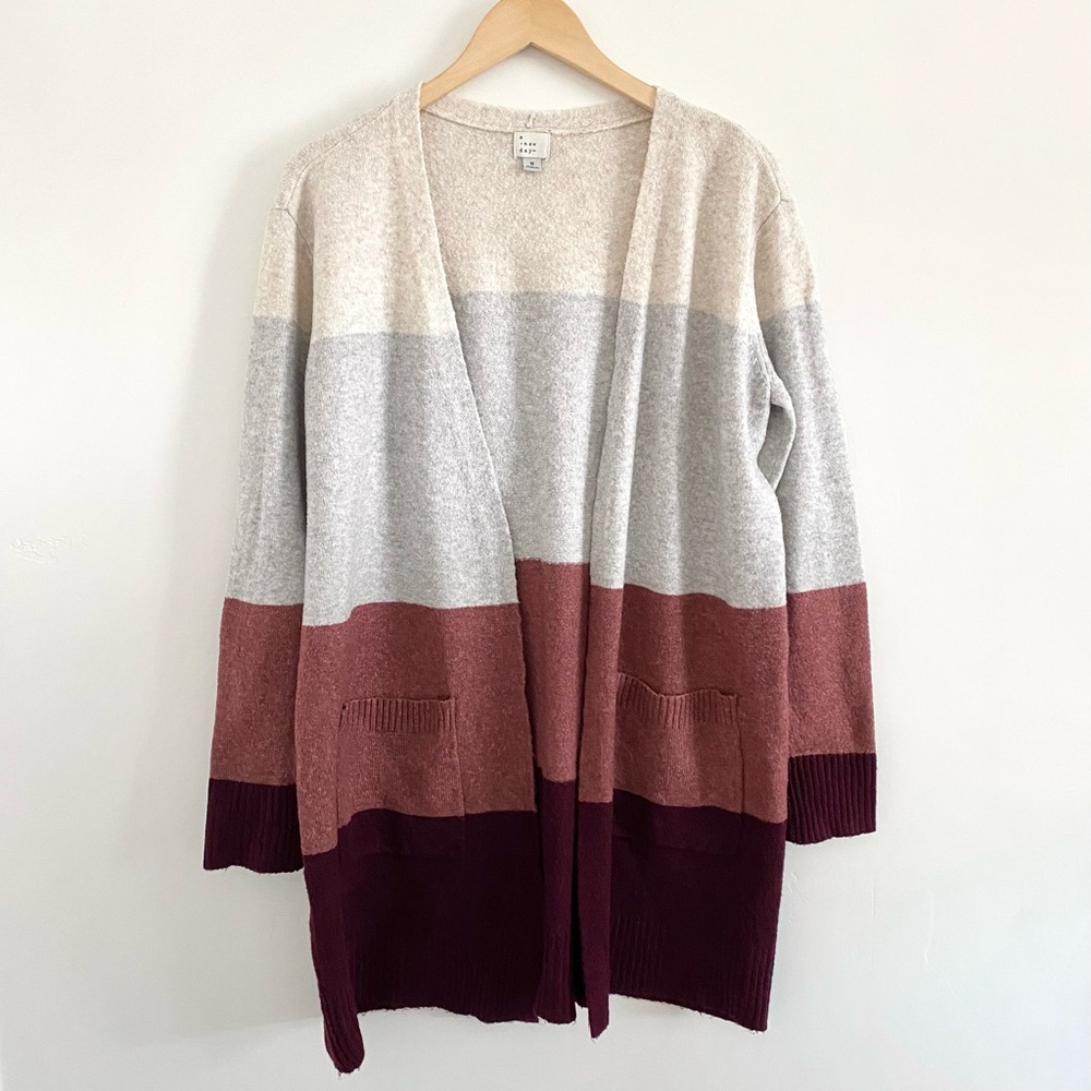 Color Block Long Cardigan